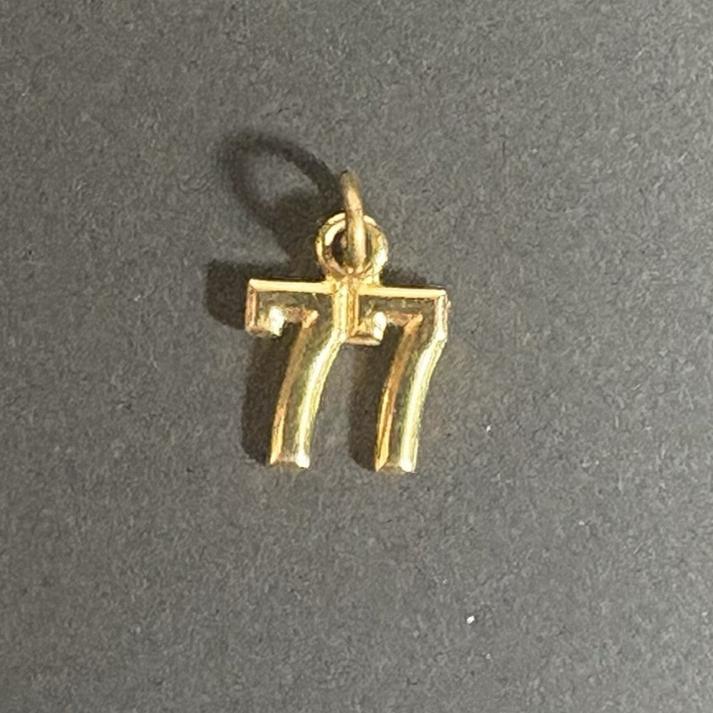 77 Charm Gold Tone Pendant Graduation Anniversary Birthday Vintage Lucky Number